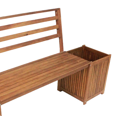 Leigh Country Multifunctional Hardwood Bench w/Planter Boxes, Tan (Open Box) - VMInnovations