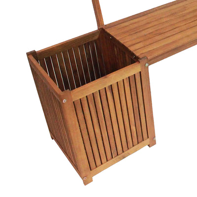 Leigh Country Multifunctional Hardwood Bench w/Planter Boxes, Tan (Open Box) - VMInnovations