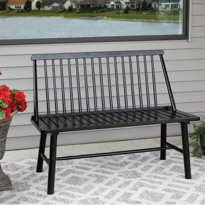 Jack Post 4 Feet Durable Hardwood Farmhouse Bench for Patio, Black (Open Box)