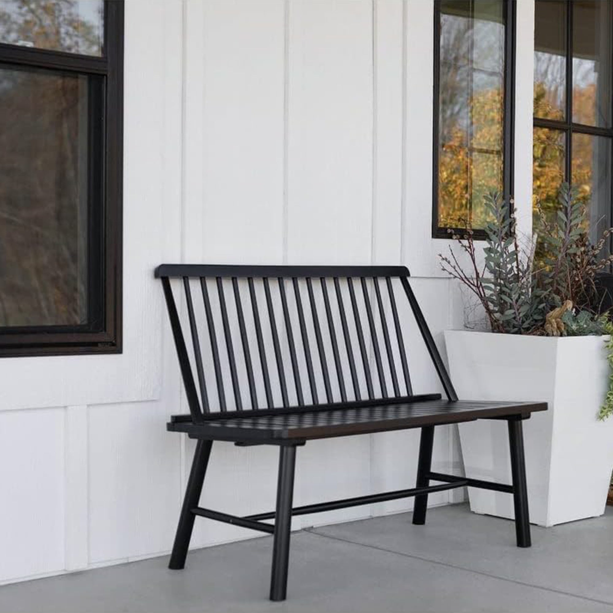 Jack Post 4ft Durable Indonesian Hardwood Farmhouse Bench for Patio, Black(Used) - VMInnovations
