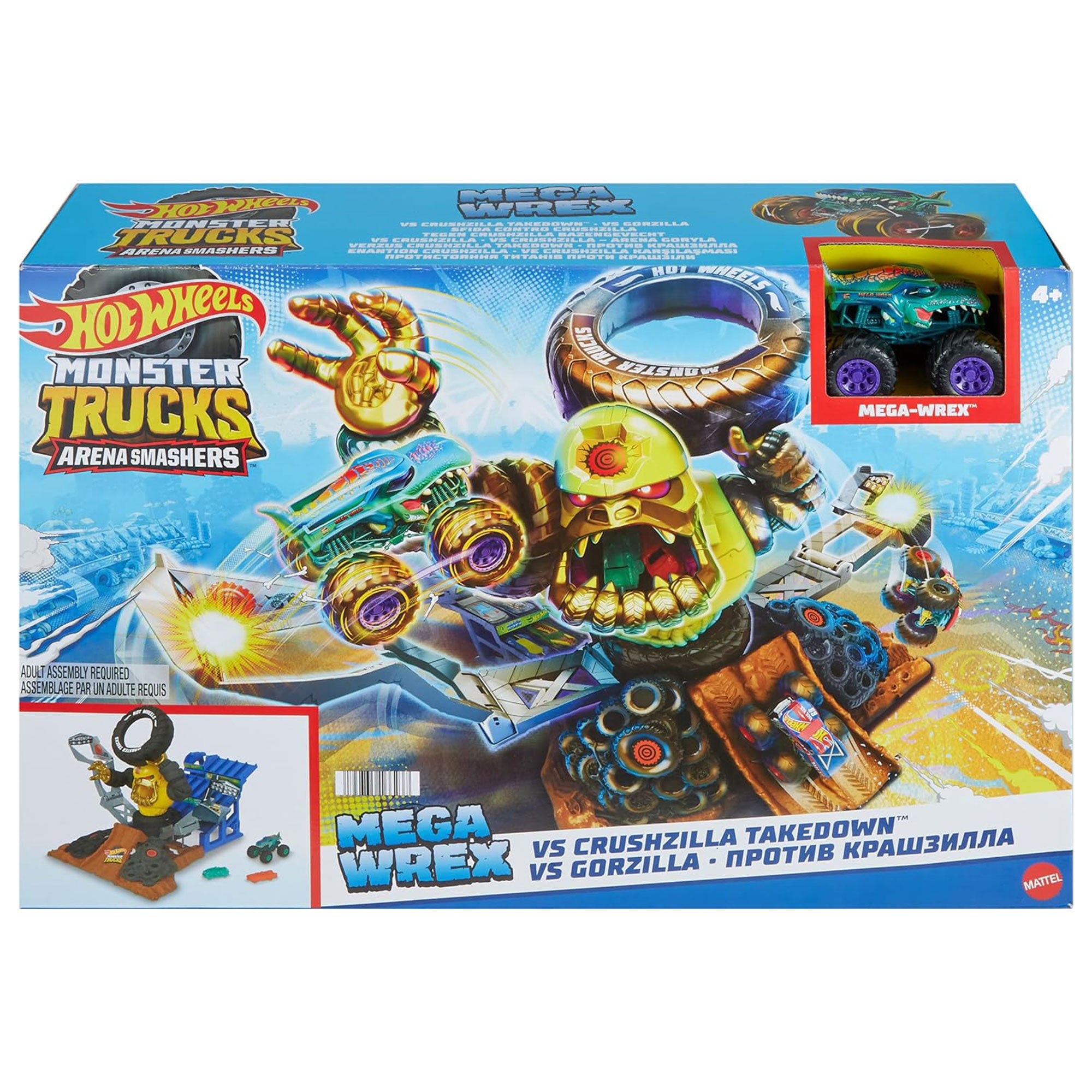 Hot Wheels Monster Trucks Arena Mega Wrex Versus Crushzilla Takedown (Used) - VMInnovations