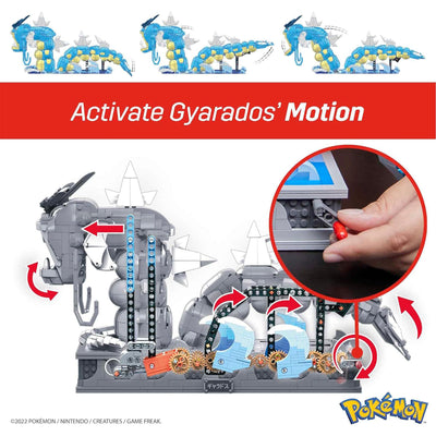 Mattel Pokémon Motion Gyarados Toys with Turning Hand Motion Activated Crank