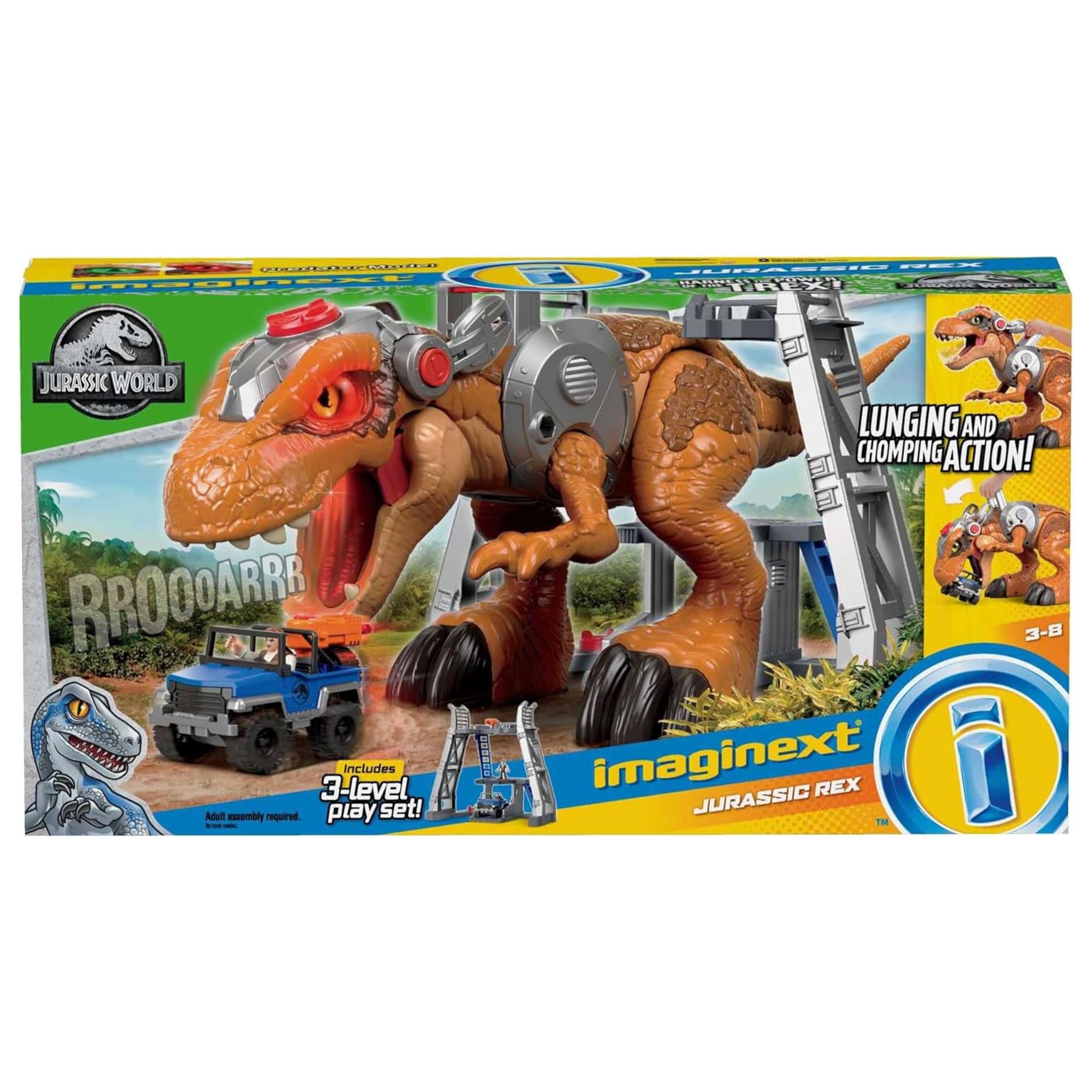 Fisher-Price Jurassic World T Rex Dinosaur Toy w/Owen Grady Figure (Used)
