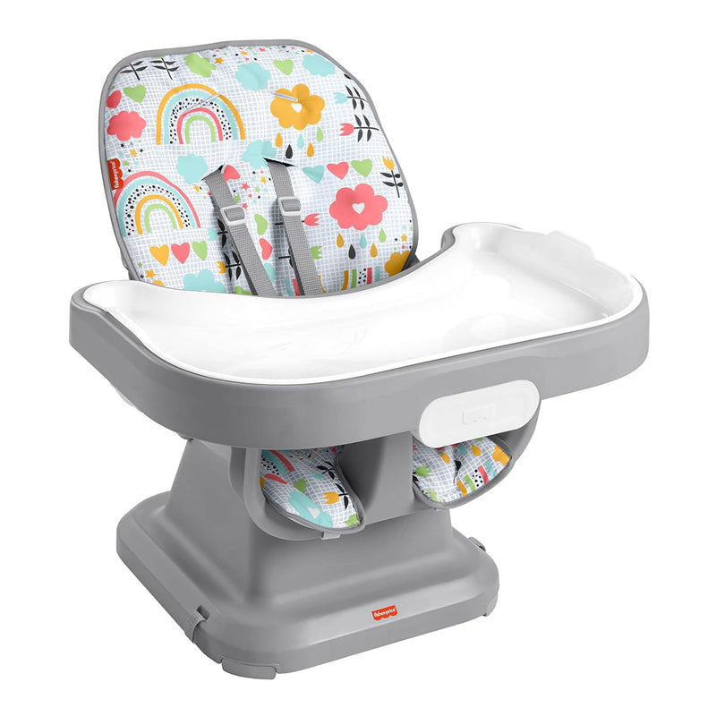 Fisher Price SpaceSaver Simple High Chair w/Removable Tray Liner, Gray (Used)