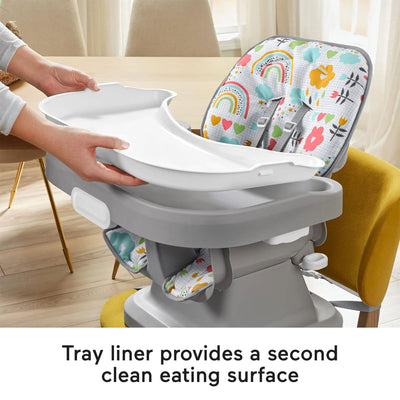 Fisher Price SpaceSaver Simple High Chair w/Removable Tray Liner, Gray (Used)