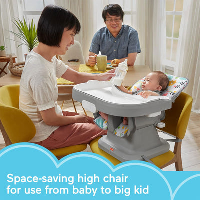 Fisher Price SpaceSaver Simple Clean High Chair with Removable Tray Liner, Gray