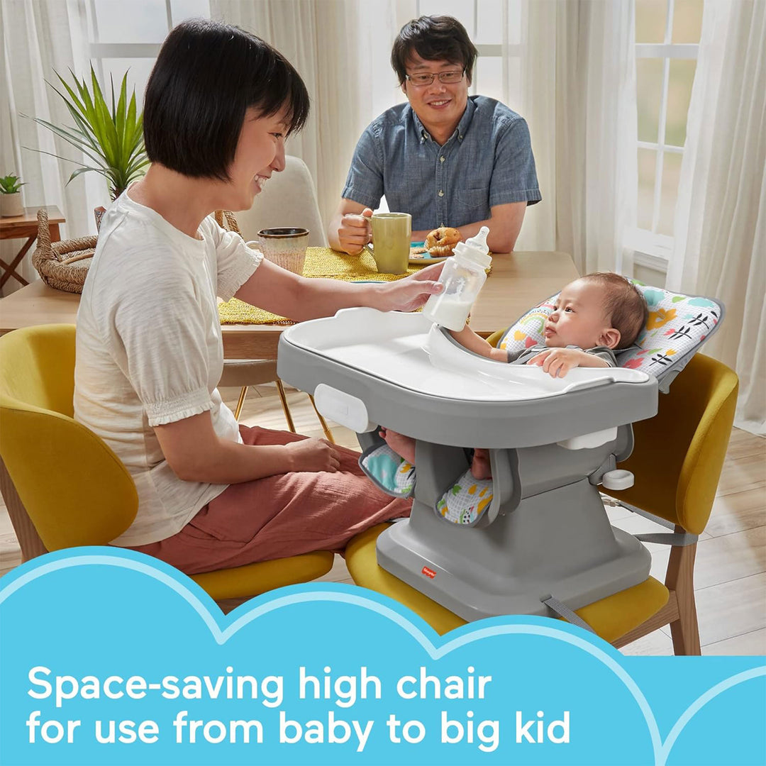 Fisher Price SpaceSaver High Chair with Removable Tray Liner, Gray (Open Box)