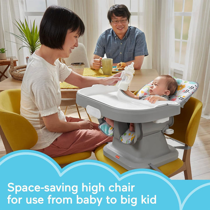 Fisher Price SpaceSaver High Chair with Removable Tray Liner, Gray (Open Box)