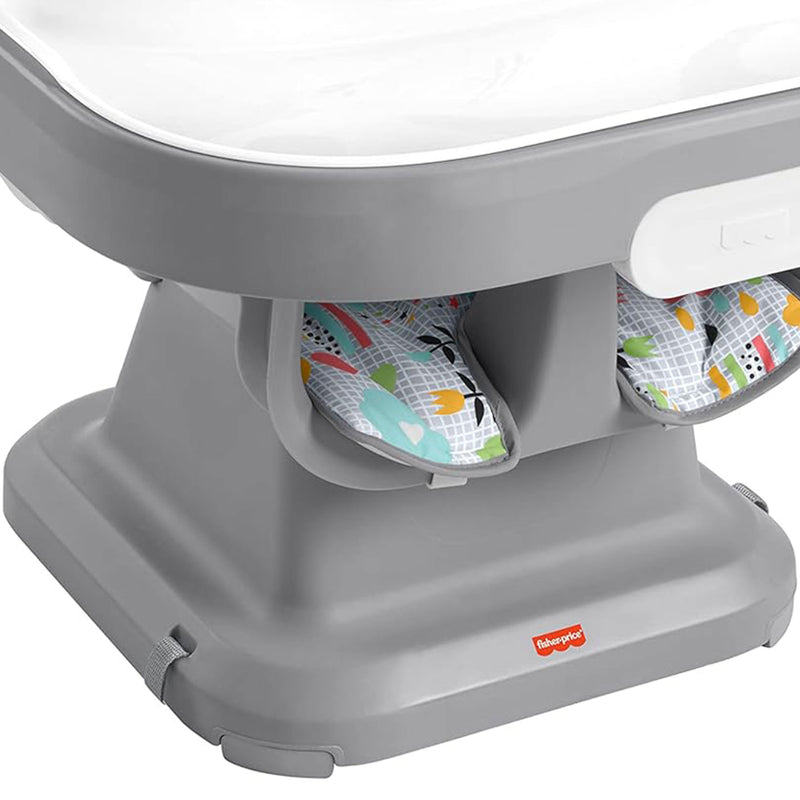 Fisher Price SpaceSaver Simple High Chair w/Removable Tray Liner, Gray (Used)