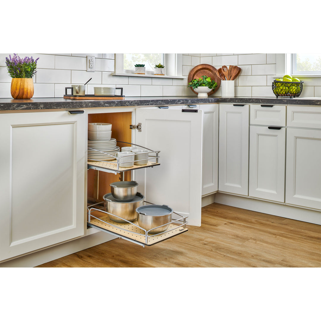 Rev-A-Shelf Two-Tier Solid Bottom Pullout Base Cabinet Organizer, 54BK-21SC-2-1