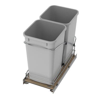 Rev-A-Shelf Double 27 Quart Pull Out Trash Containers, Gray, 54WC-1527SC-17-1