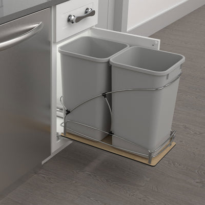 Rev-A-Shelf Double 27 Quart Pull Out Trash Containers, Gray, 54WC-1527SC-17-1