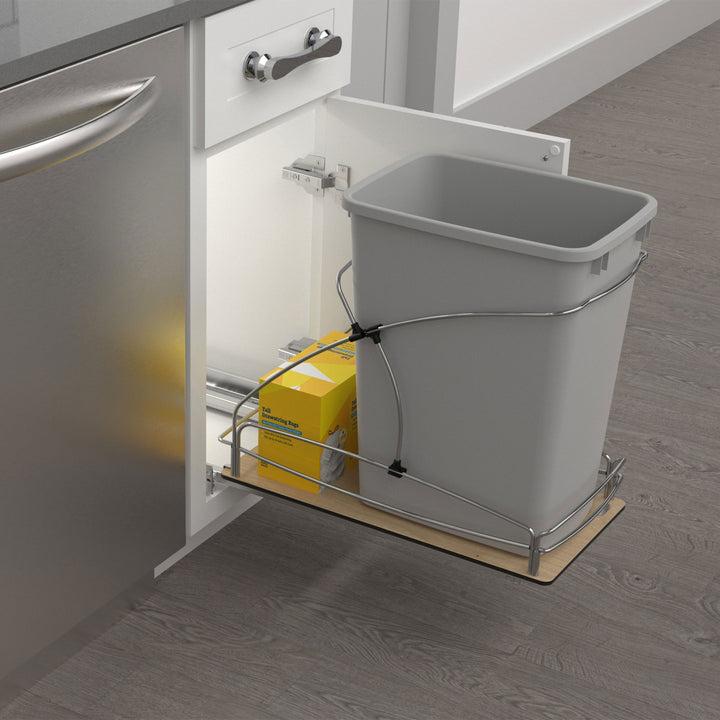 Rev-A-Shelf Single 35 qt. Pullout Trash Container, Gray, 54WC-1535SC-17-1