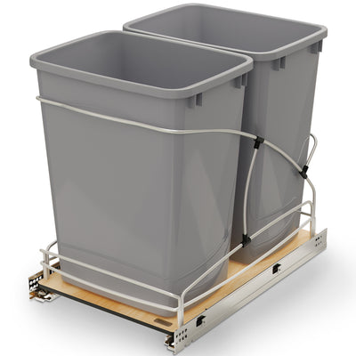Rev-A-Shelf Double 35 qt. Pullout Trash Containers, Gray, 54WC-1835SC-17-1