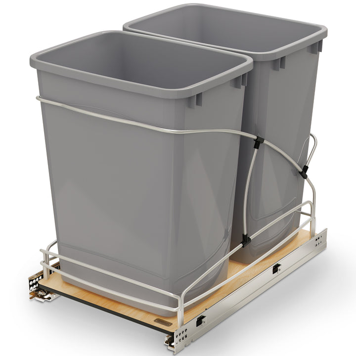 Rev-A-Shelf Double 35 qt. Pullout Trash Containers, Gray, 54WC-1835SC-17-1