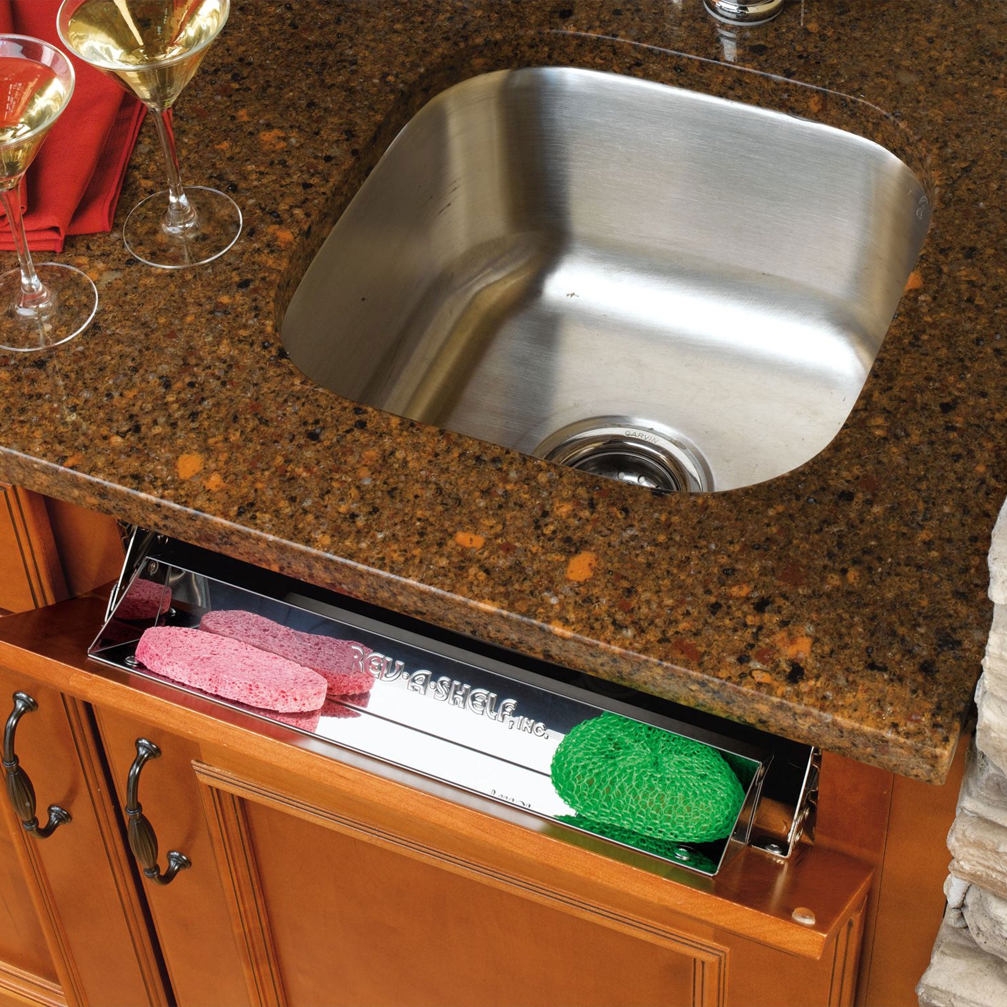 Rev-A-Shelf 19" Tip Out Tray w/ Soft-Close for Sink Base Cabinet, 6581-19SS-SC-1