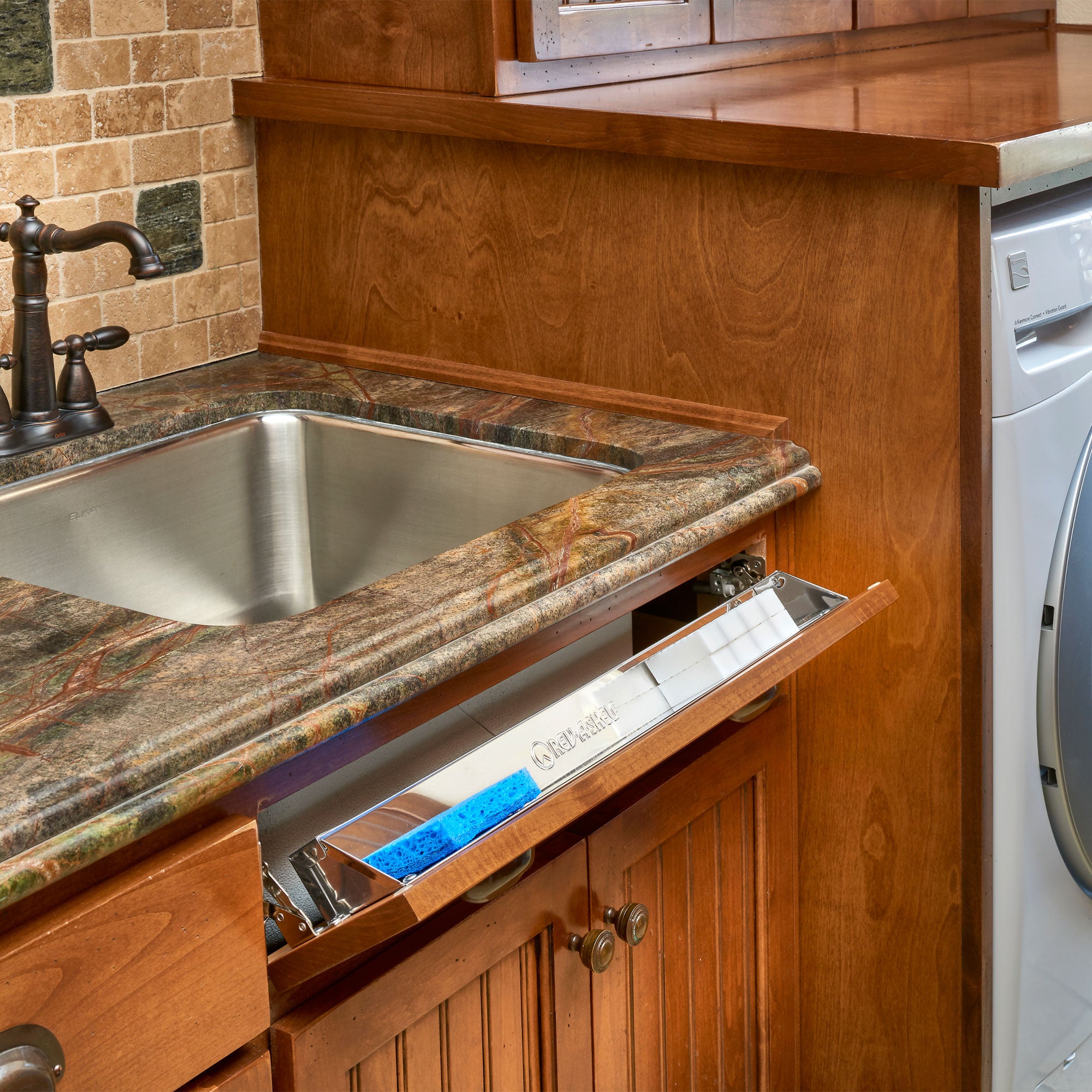 Rev-A-Shelf 25" Tip Out Tray w/ Soft-close for Sink Base Cabinet, 6581-25SS-SC-1 - VMInnovations
