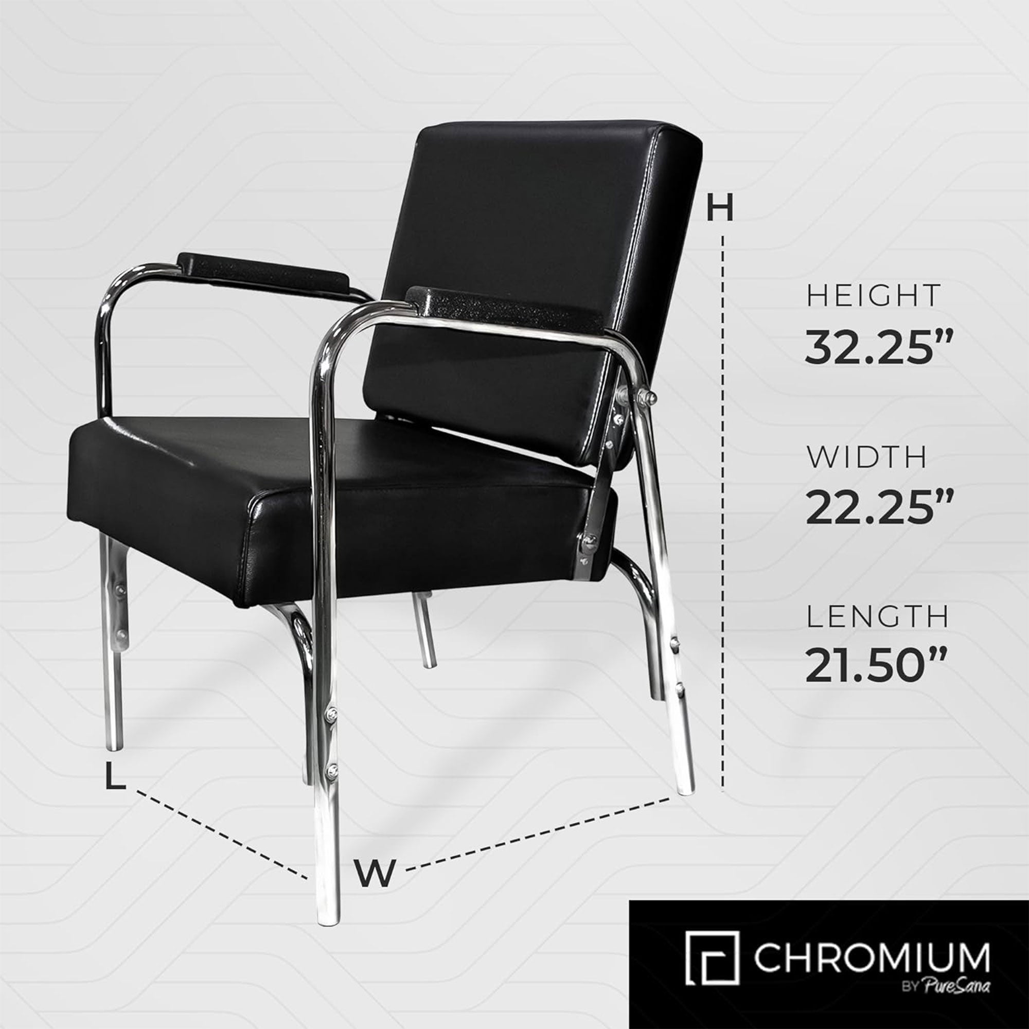 PureSana Chromium Ella Professional Auto Reclining Vinyl Shampoo Chair, Gray - VMInnovations