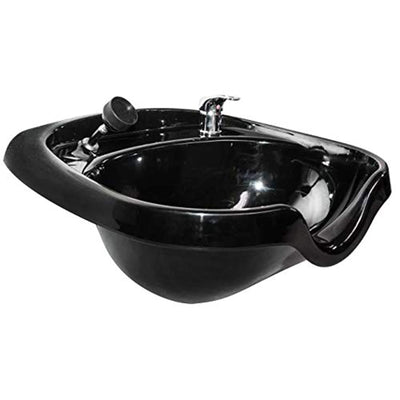 Chromium Oval Shampoo Bowl & Fixture Set with Check Valve, Black (Used) - VMInnovations