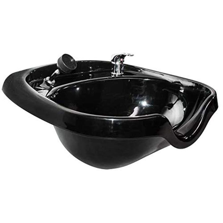 Chromium Oval Shampoo Bowl & Fixture Set w/Check Valve, Black (Open Box)