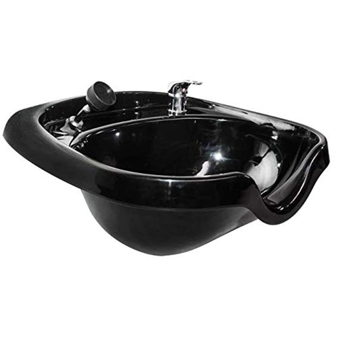 Chromium Oval Shampoo Bowl & Fixture Set with Check Valve, Black (Used)