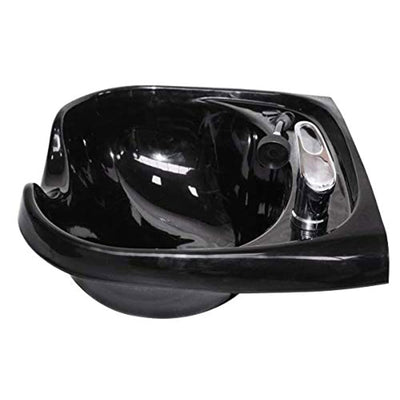 Chromium Professional Oval Shampoo Bowl and Fixture Set with Check Valve, Black