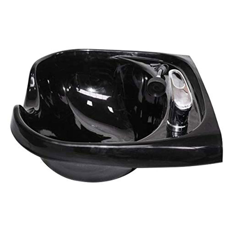 Chromium Oval Shampoo Bowl & Fixture Set w/Check Valve, Black (Open Box)