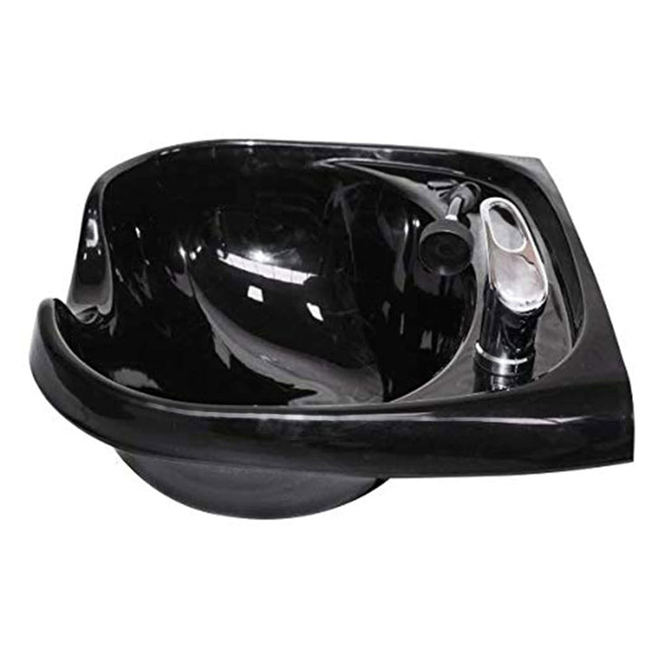 Chromium Oval Shampoo Bowl & Fixture Set with Check Valve, Black (Used)