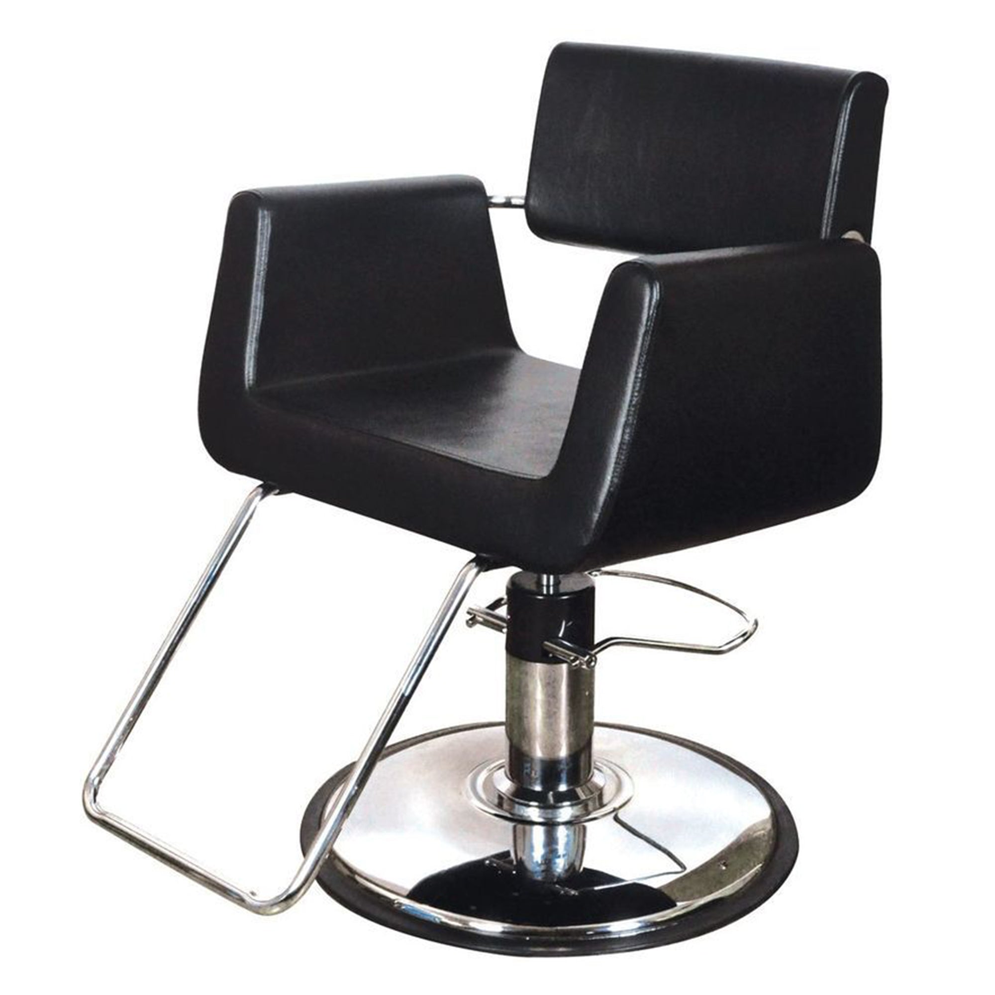 Chromium Brooklyn Professional Styling Chair w/High Density Foam Cushions, Black - VMInnovations