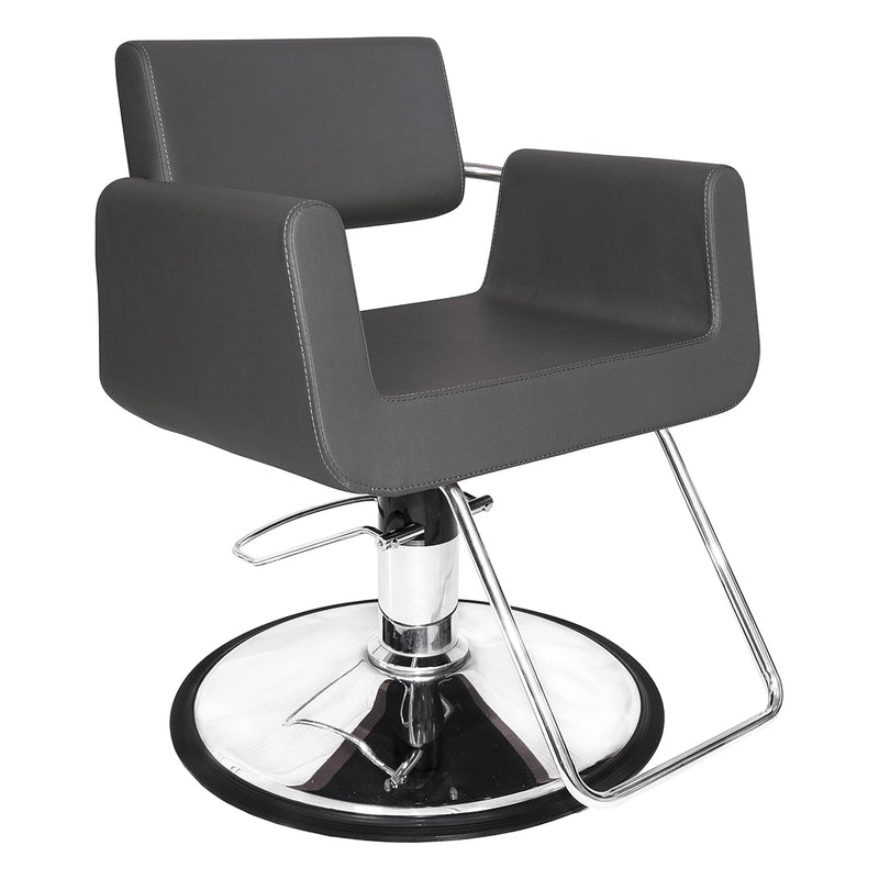Chromium Brooklyn Professional Styling Chair w/High Density Foam Cushions, Gray