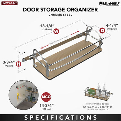 Rev-A-Shelf Base Cabinet Heavy Duty Door Mounted Storage Organizer, 54DS-14-1