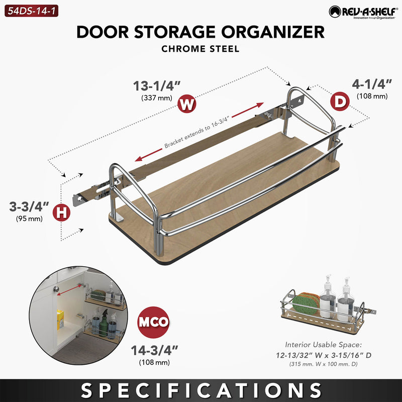 Rev-A-Shelf Base Cabinet Heavy Duty Door Mounted Storage Organizer, 54DS-14-1