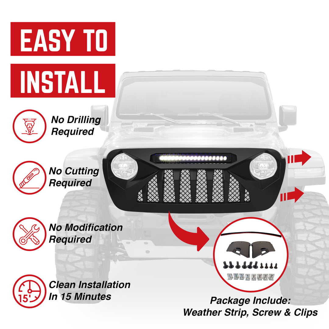 AMERICAN MODIFIED Grille Compatible w/18-21 Wrangler JL & Gladiator JT(Open Box) - VMInnovations