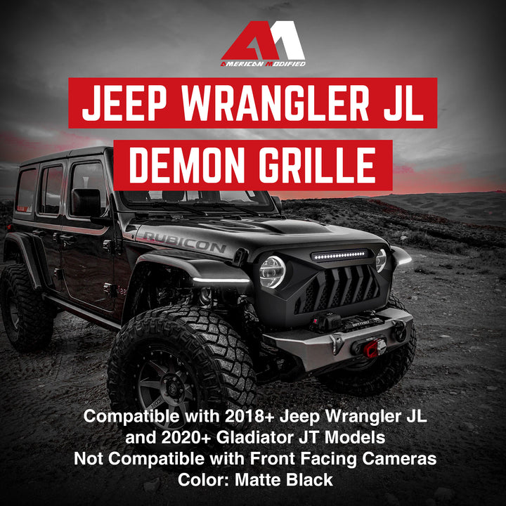 AMERICAN MODIFIED Demon Grille Compatible with 18-21 Wrangler JL & Gladiator JT