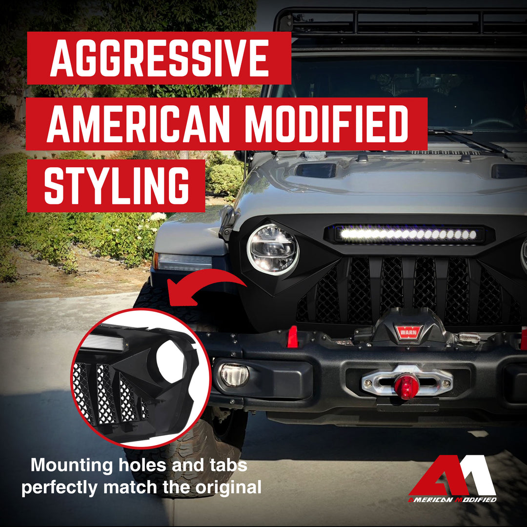 AMERICAN MODIFIED Grille Compatible w/18-21 Wrangler JL & Gladiator JT(Open Box) - VMInnovations