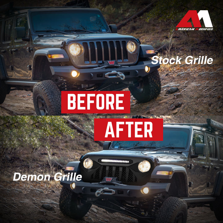 AMERICAN MODIFIED Demon Grille Compatible with 18-21 Wrangler JL & Gladiator JT