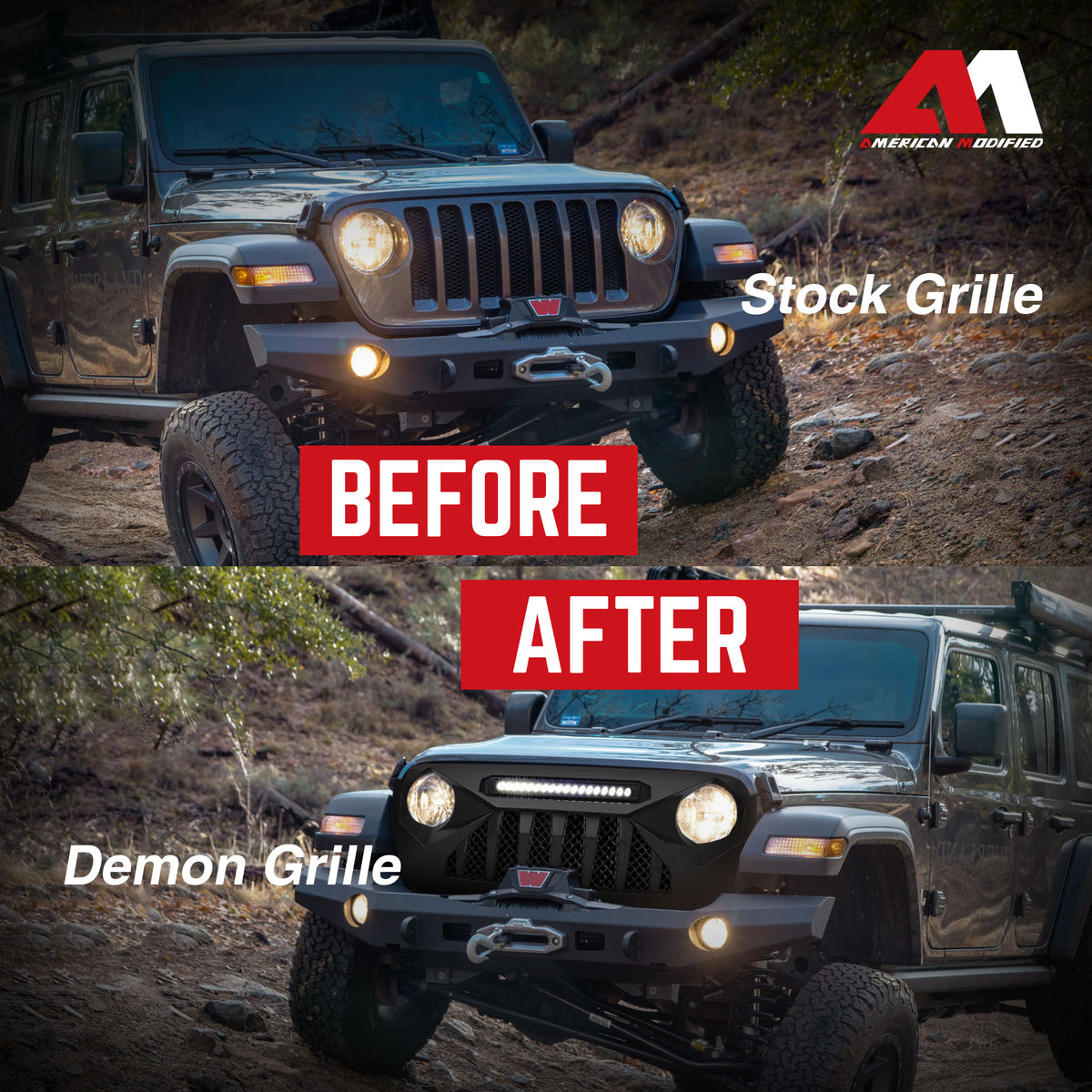 AMERICAN MODIFIED Grille Compatible w/18-21 Wrangler JL & Gladiator JT(Open Box) - VMInnovations