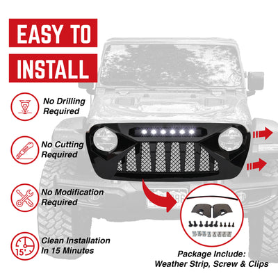 American Modified Shark Grille for 07-18 Wrangler JK/JKU, Glossy Black (Used) - VMInnovations