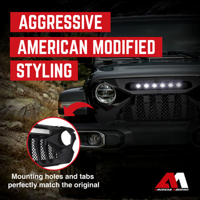 American Modified Shark Grille for 07-18 Wrangler JK/JKU, Glossy Black (Used) - VMInnovations
