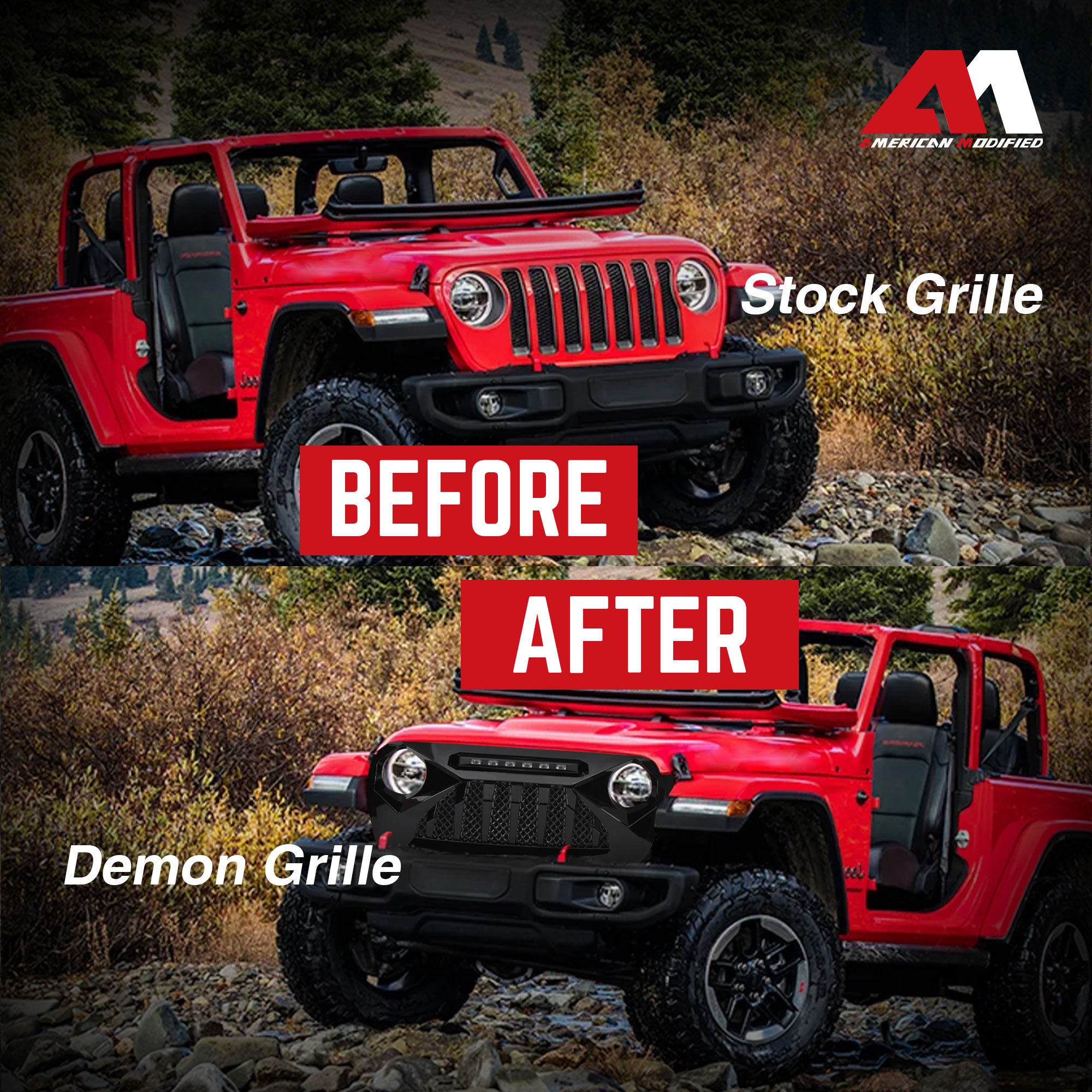 American Modified Shark Grille for 07-18 Wrangler JK/JKU, Glossy Black (Used) - VMInnovations