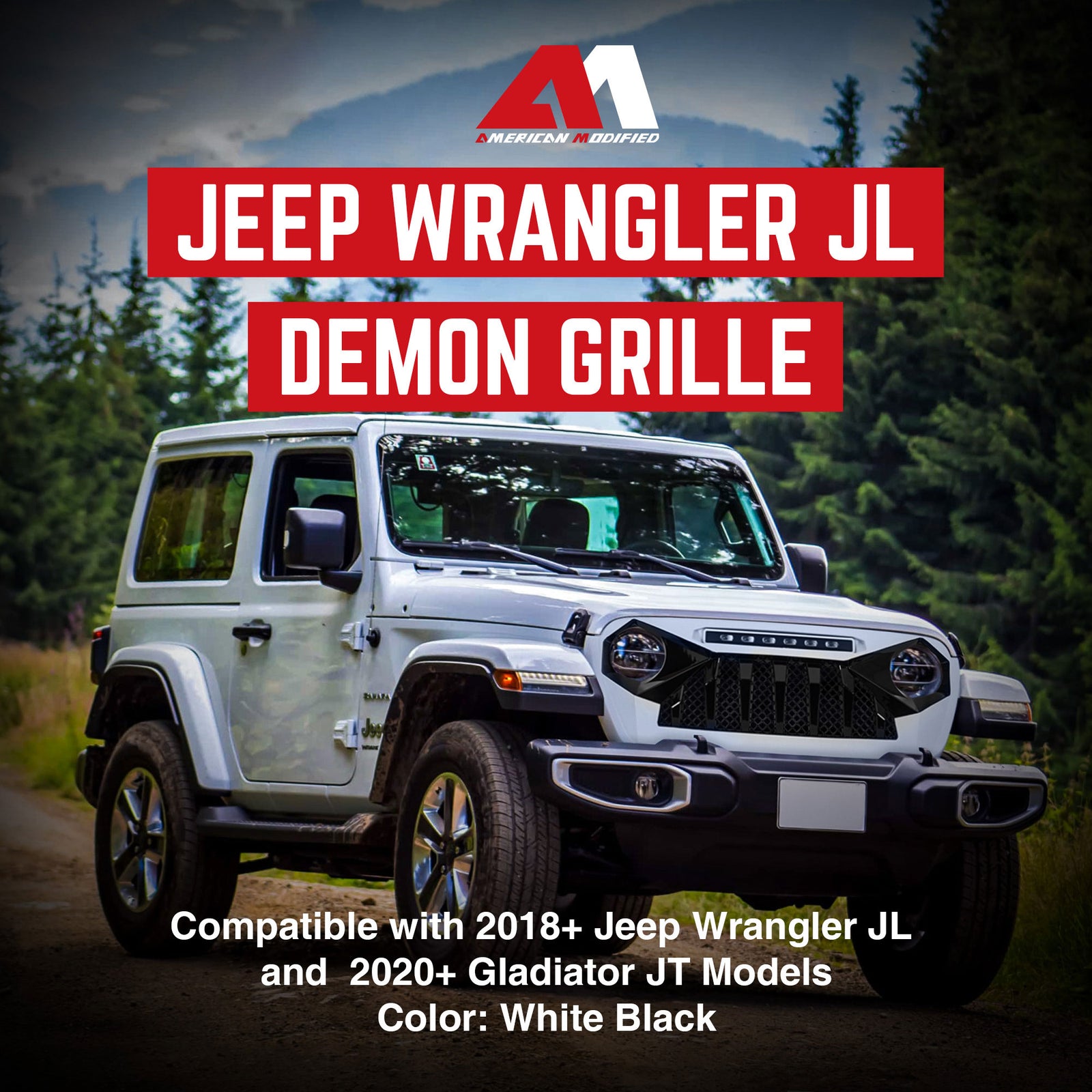 AMERICAN MODIFIED Demon Grille w/18-23 Wrangler JL & Gladiator JT (Used) - VMInnovations
