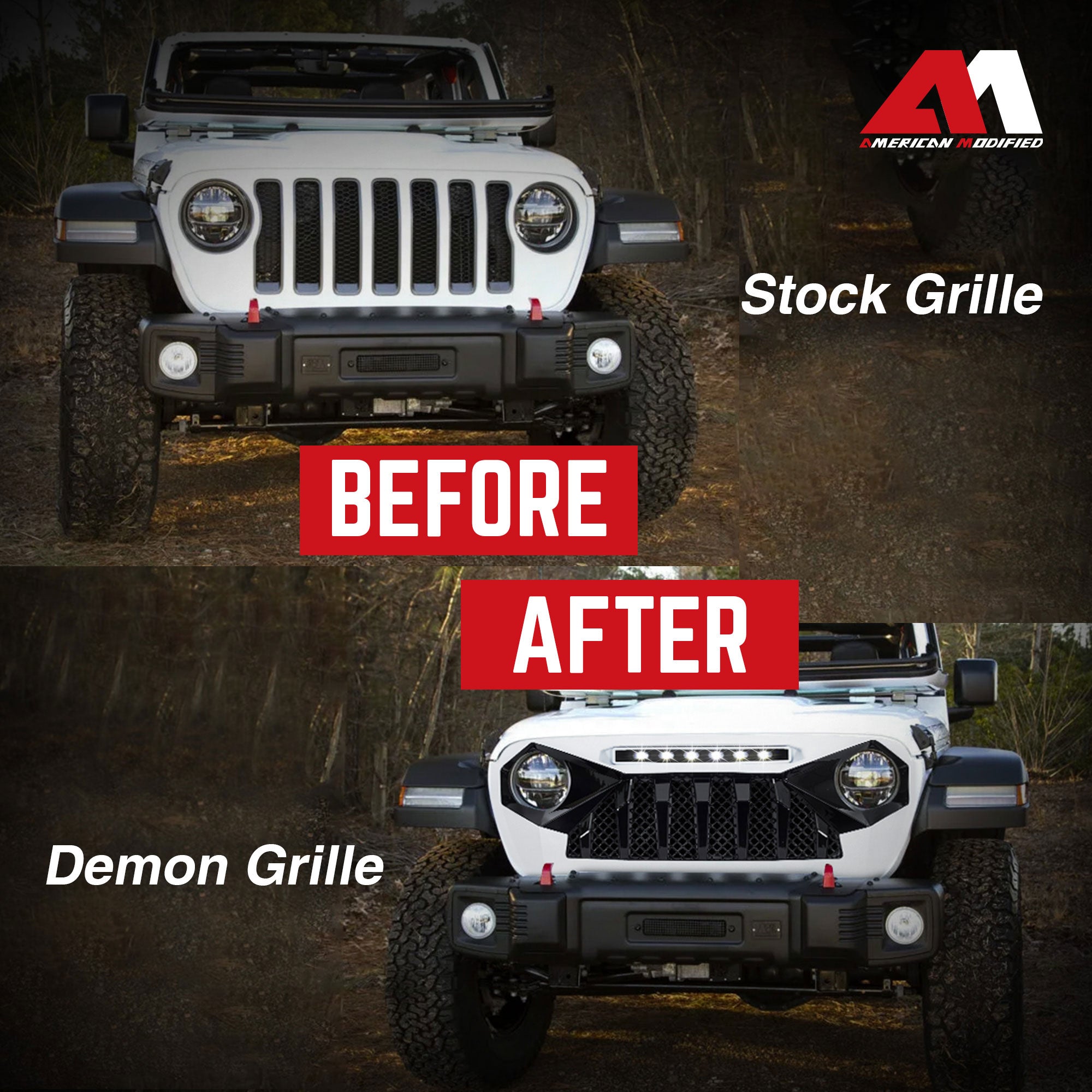 AMERICAN MODIFIED Demon Grille, 2018-2023 Wrangler JL & Gladiator JT(Open Box) - VMInnovations