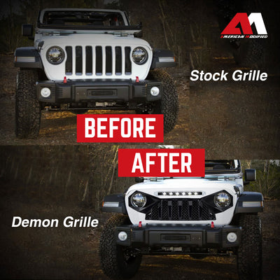 AMERICAN MODIFIED Demon Grille, 2018-2023 Wrangler JL & Gladiator JT(Open Box) - VMInnovations
