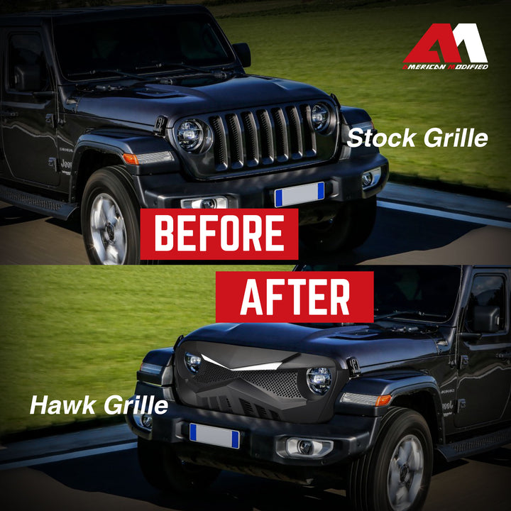 American Modified Hawke Grille Compatible with 18-23 Wrangler JL & Gladiator JT