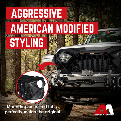 American Modified Grille for 2018 Wrangler JL & 2020 Plus Gladiator JT(Open Box) - VMInnovations