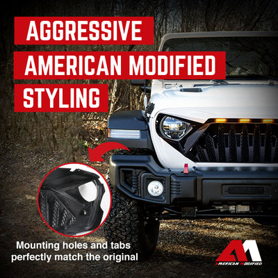 American Modified Goliath Grille Compatible with 18-23 Wrangler JL/Gladiator JT