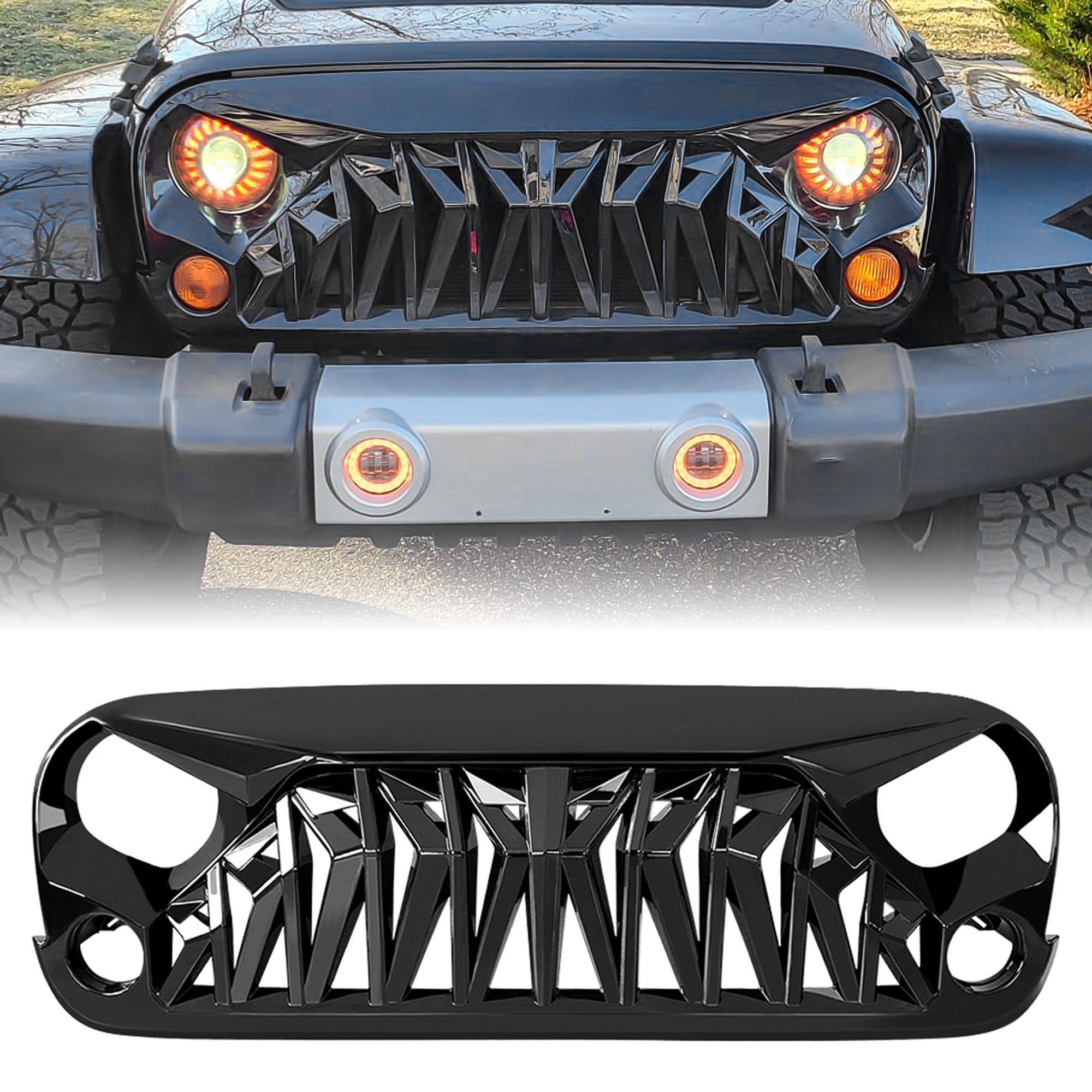 AMERICAN MODIFIED Front Shark Grille Compatible with 07-18 Wrangler JK/JKU(Used) - VMInnovations