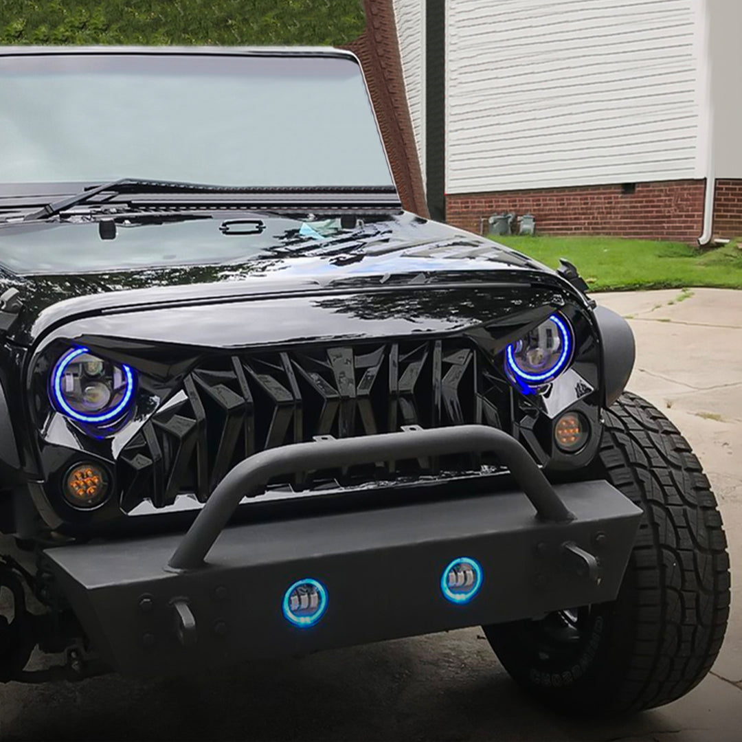 AMERICAN MODIFIED Front Shark Grille Compatible with 07-18 Wrangler JK/JKU(Used)