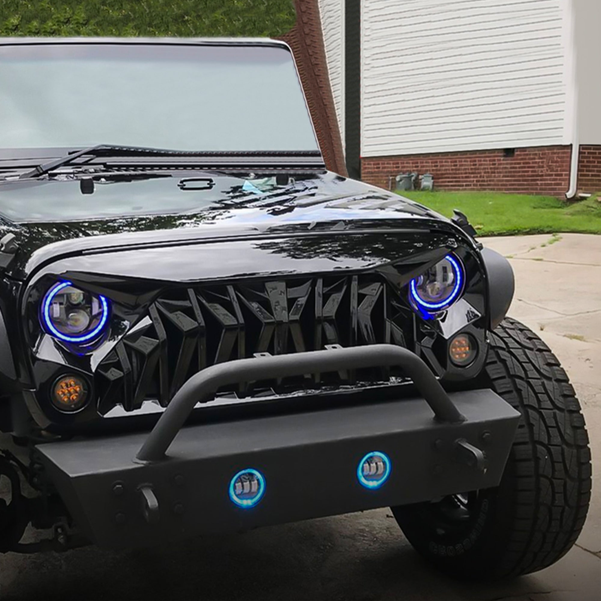 AMERICAN MODIFIED Front Shark Grille Compatible with 07-18 Wrangler JK/JKU(Used) - VMInnovations