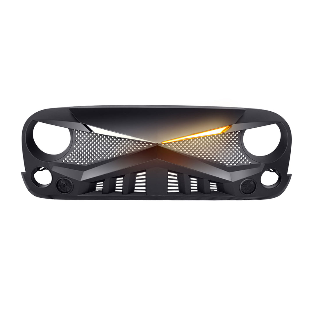 AMERICAN MODIFIED Hawke Grille for 2007-2018 Jeep Wrangler JK, Black (Open Box)